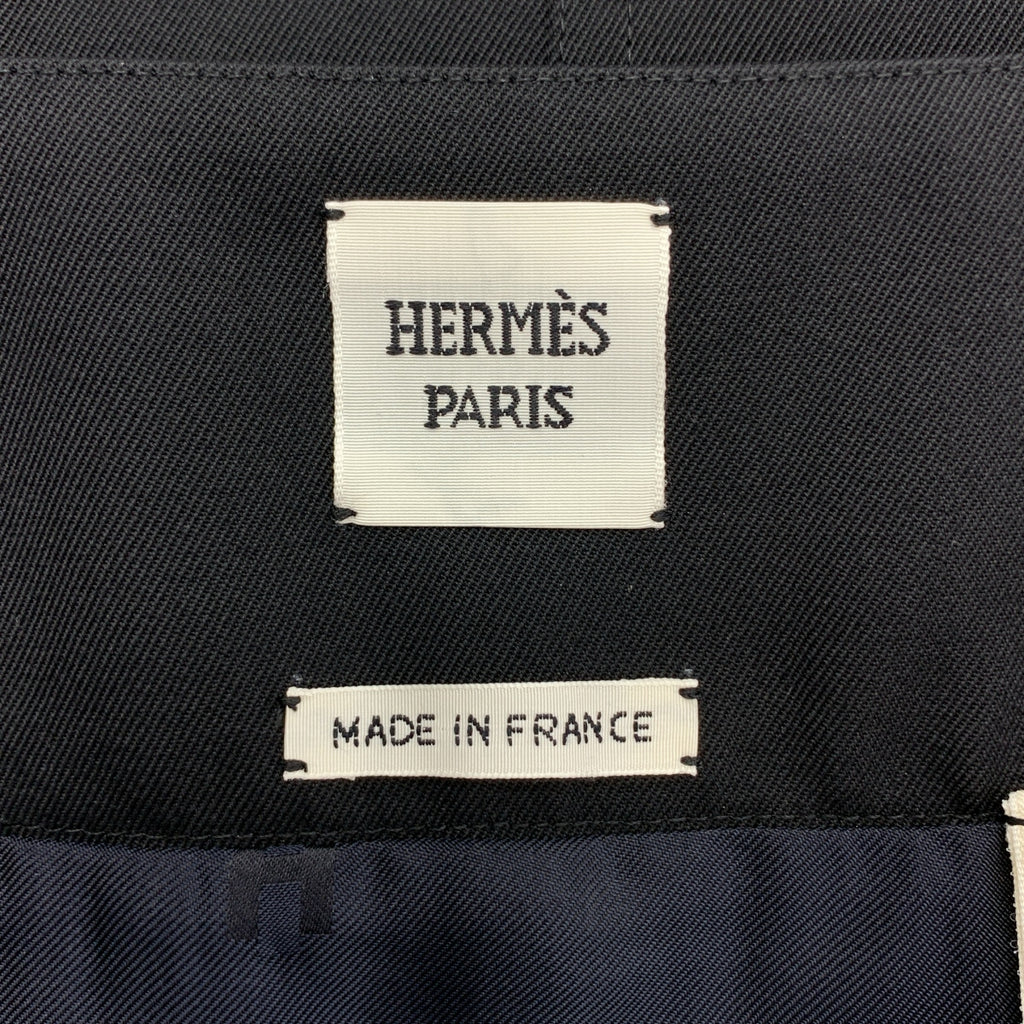 【新品】  HERMES / エルメス | ウールギャバジン クロアジップ スカート | 38 | ブラック | レディース