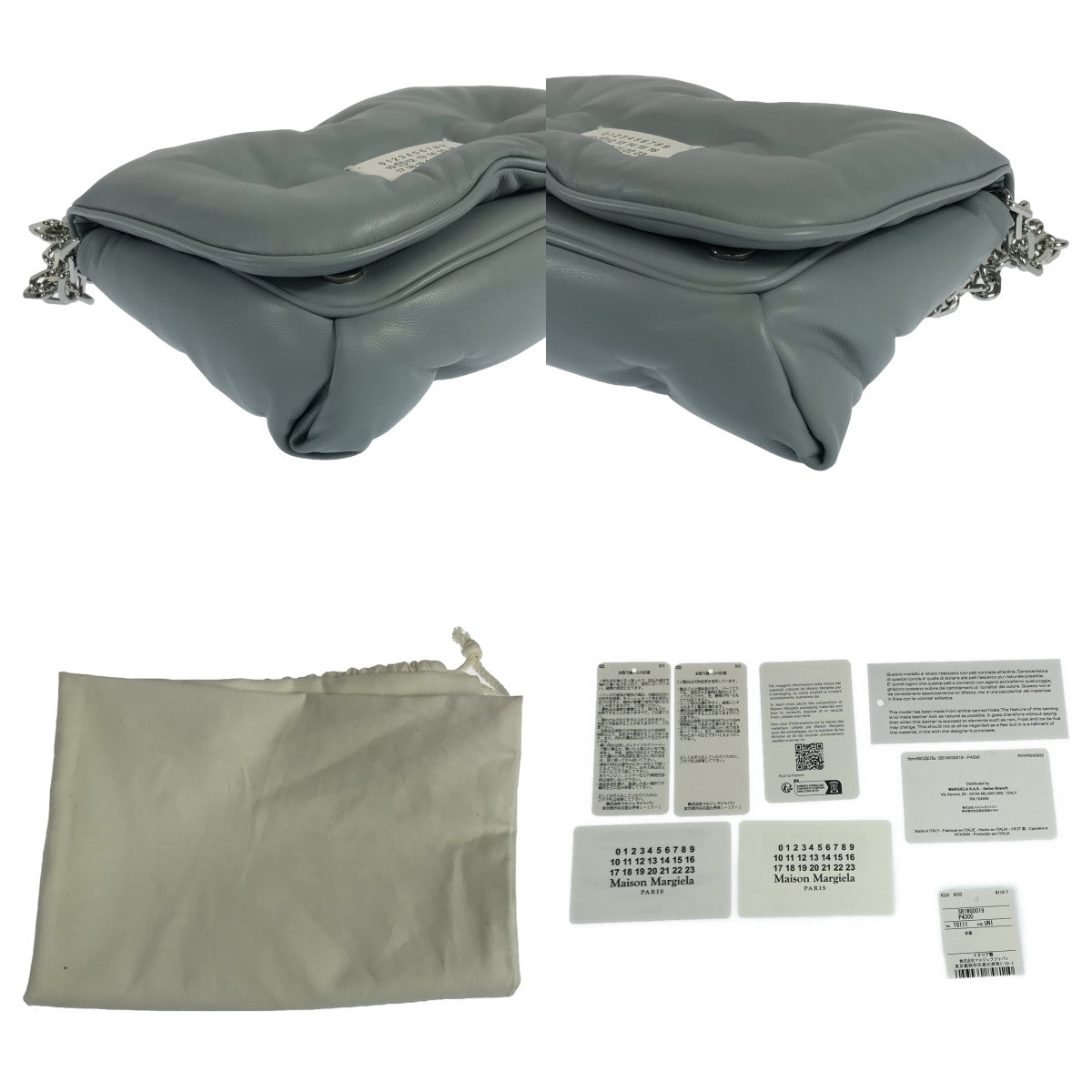 【미품】 Maison Margiela / 메종 마르제라 | 2024SS | Glam Slam Flap bag / 2way 체인 숄더 그램 슬램 플랩 포켓 램 가죽 핸드백 | UNI | 그레이 시스템 | 여성