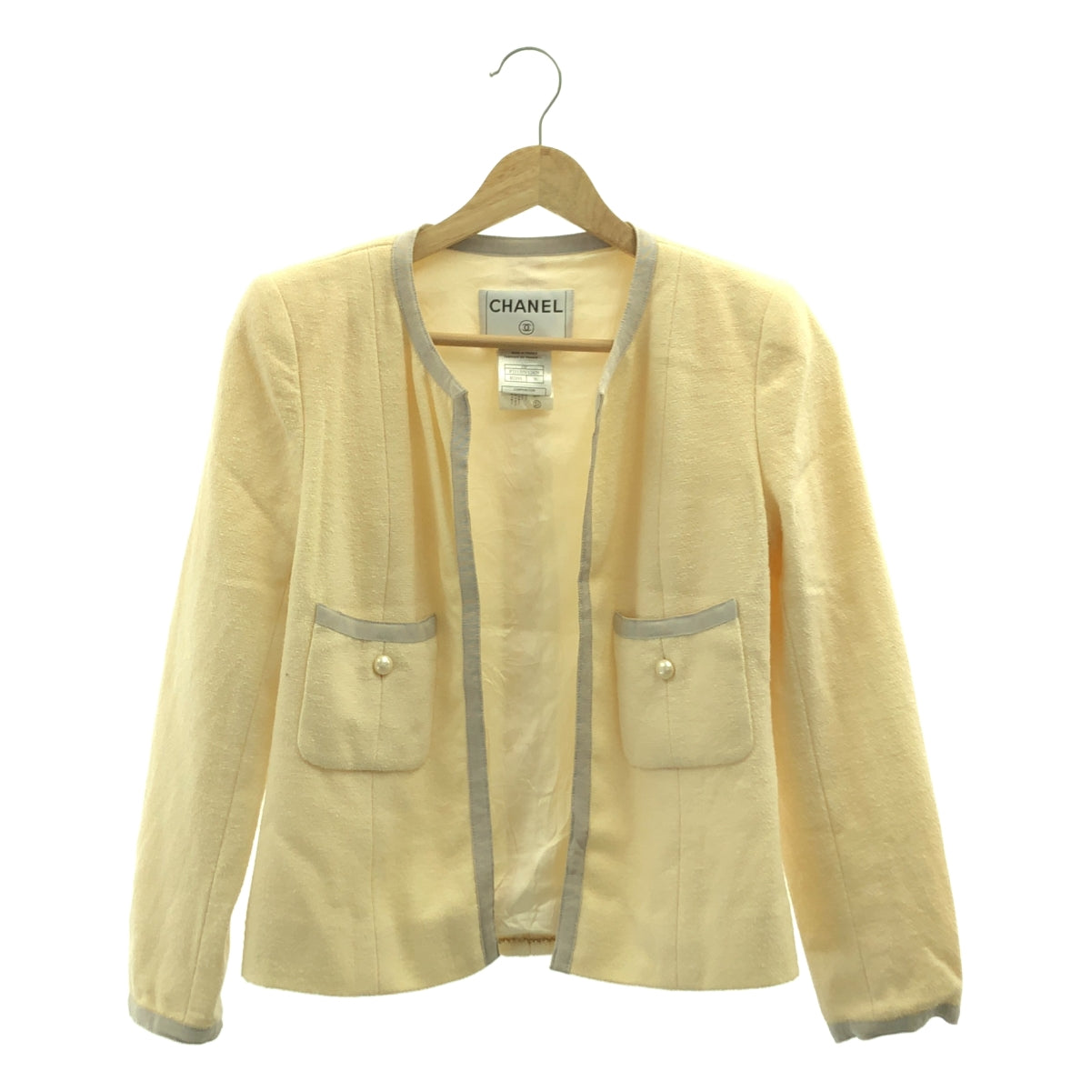 CHANEL / シャネル | ウール パールボタン ノーカラージャケット | 36 | レディース