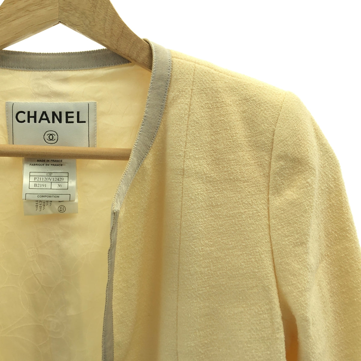 CHANEL / シャネル | ウール パールボタン ノーカラージャケット | 36 | レディース