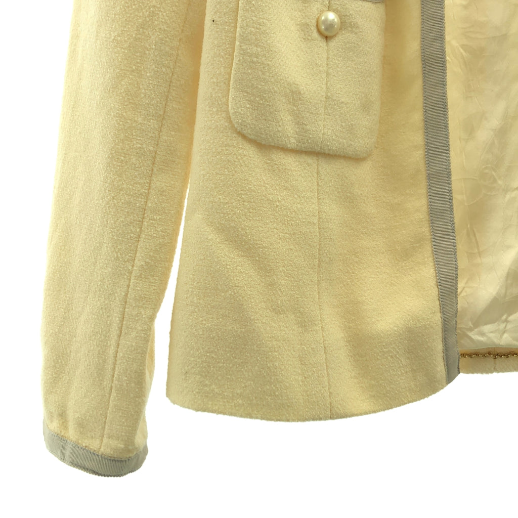 CHANEL / シャネル | ウール パールボタン ノーカラージャケット | 36 | レディース