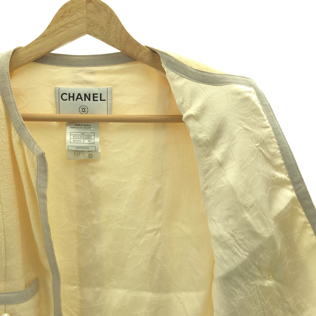 CHANEL / シャネル | ウール パールボタン ノーカラージャケット | 36 | レディース