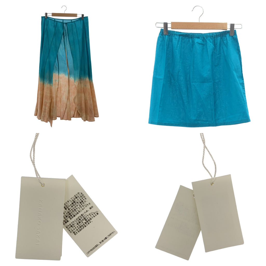 【新品】  KANAKO SAKAI / カナコサカイ | 2023SS | Tie dye Sheer Wrap Skirt タイダイ ラップ スカート | 32 | ブルー系/ピンクベージュ | レディース