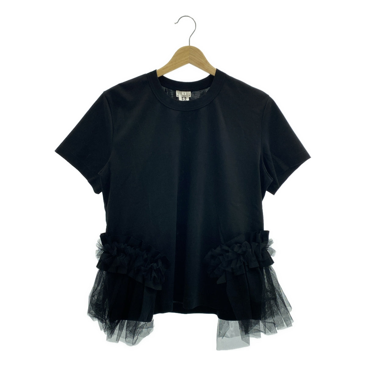[狀況極佳] noir kei ninomiya | 2025 春夏 | 薄紗對接圓領上衣 | S碼 | 黑色 | 女款