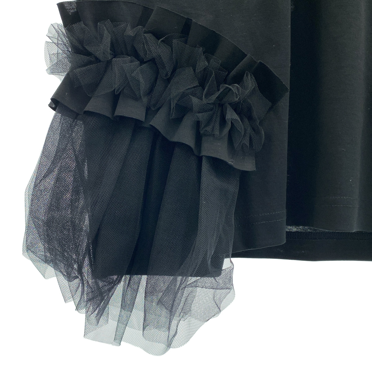 [狀況極佳] noir kei ninomiya | 2025 春夏 | 薄紗對接圓領上衣 | S碼 | 黑色 | 女款