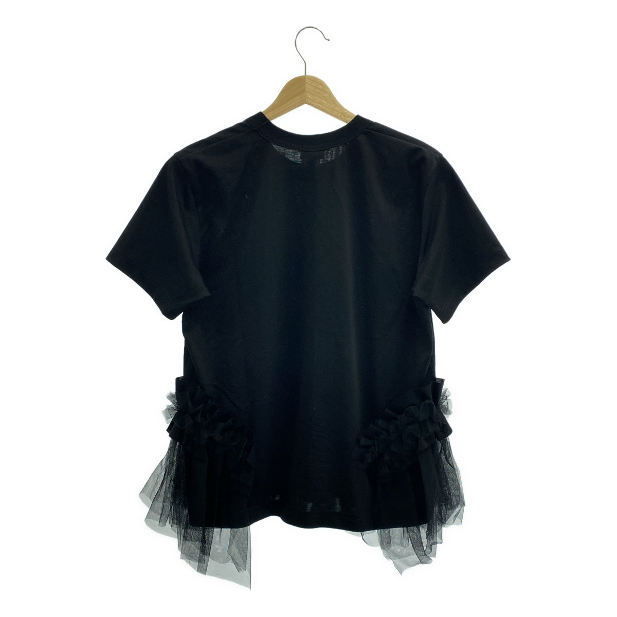 [狀況極佳] noir kei ninomiya | 2025 春夏 | 薄紗對接圓領上衣 | S碼 | 黑色 | 女款