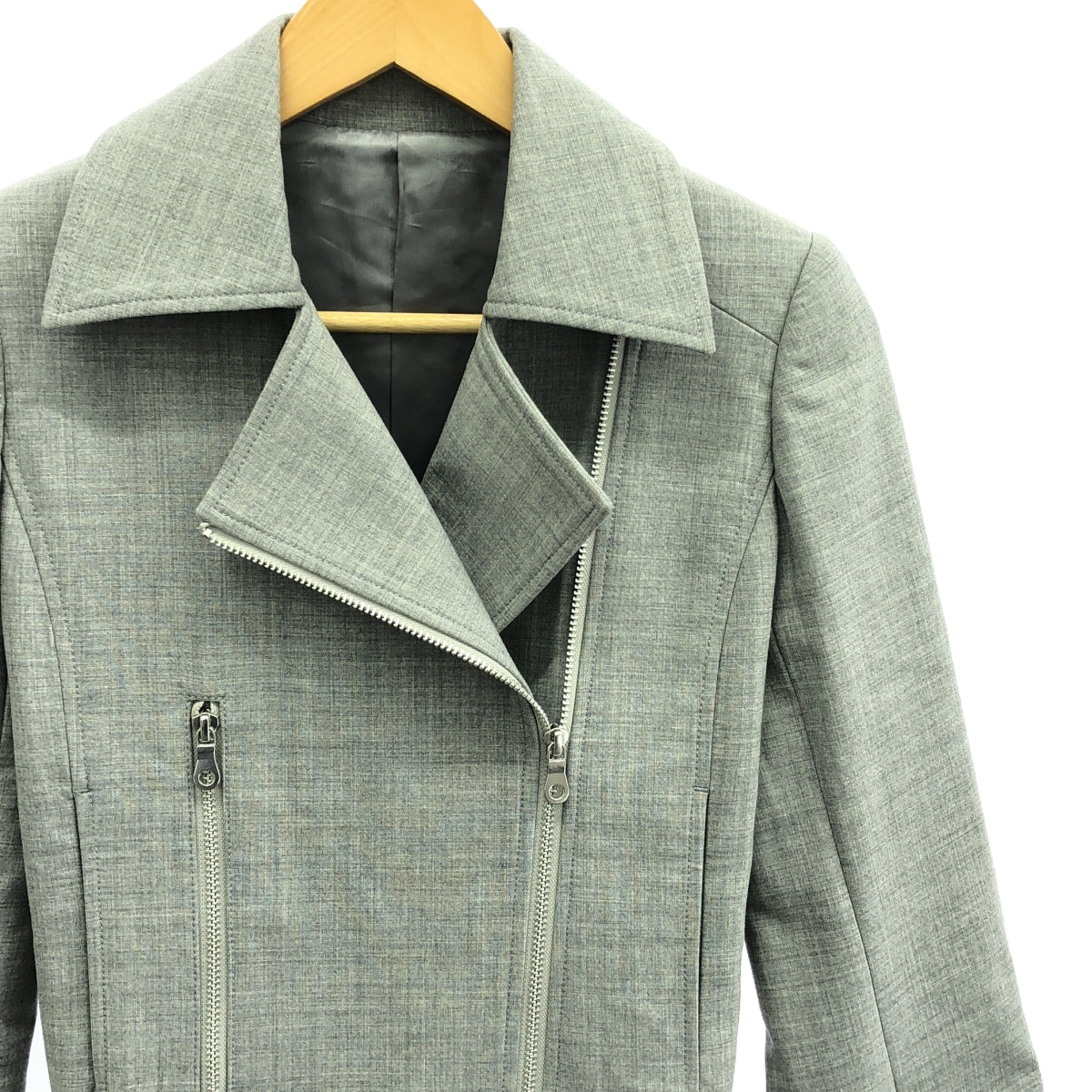 [Good Condition] Tomoumi Ono | Wool Riders Jacket | Size 38 | Grey | Women's