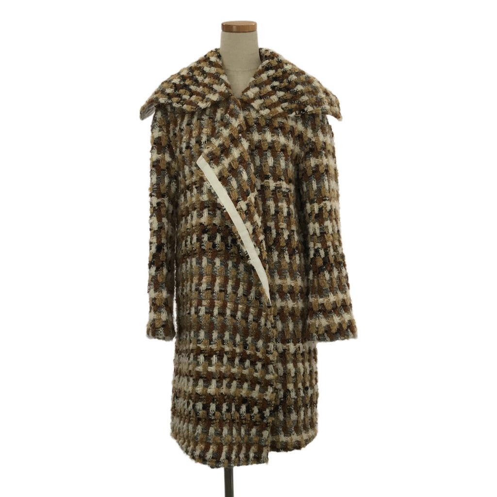 【美品】  COATE / コート | ビッグカラー ツイードコート | 38 | ベージュ | レディース