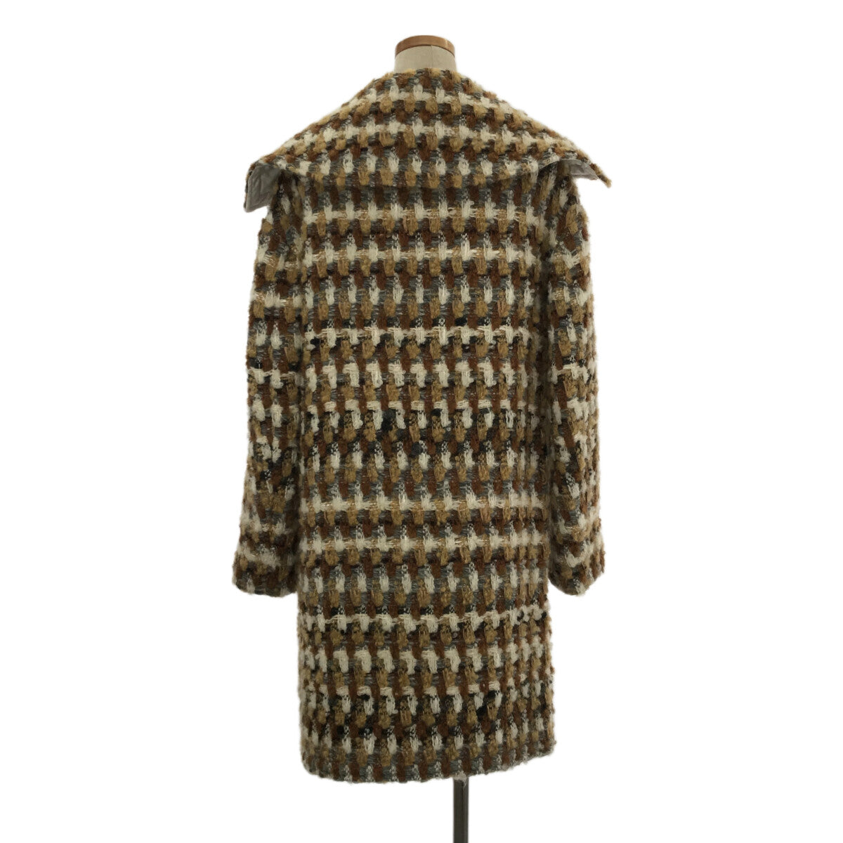 【美品】  COATE / コート | ビッグカラー ツイードコート | 38 | ベージュ | レディース