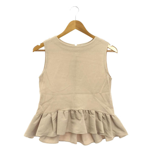 CELFORD | Ruffled Sleeveless Peplum Top | Size 36 | Beige | Women's