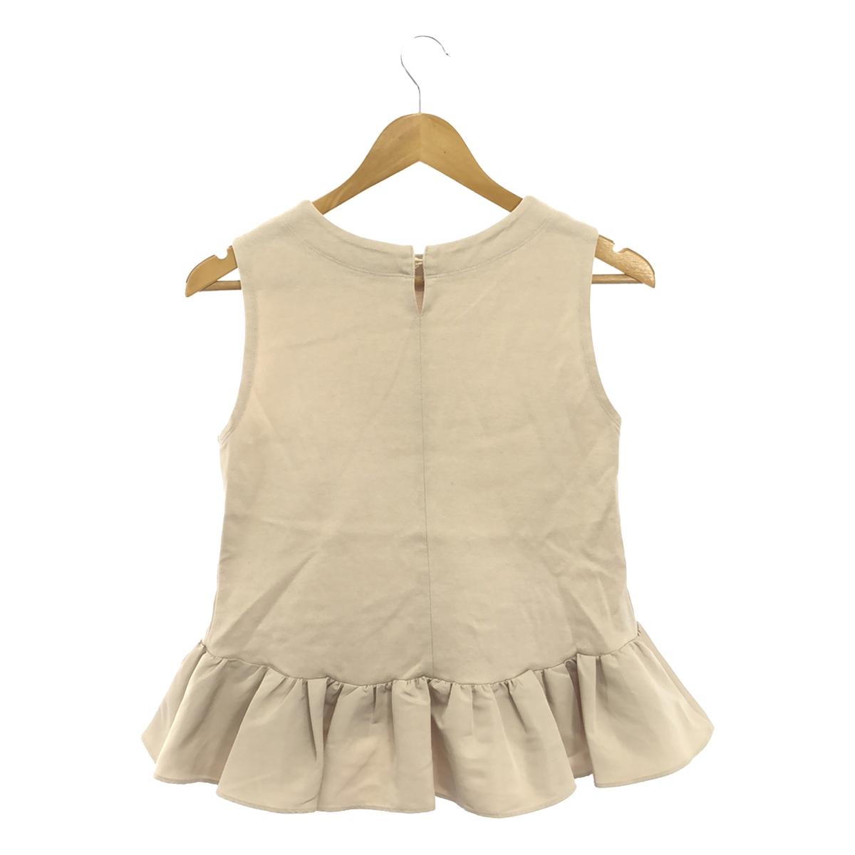 CELFORD | Ruffled Sleeveless Peplum Top | Size 36 | Beige | Women's