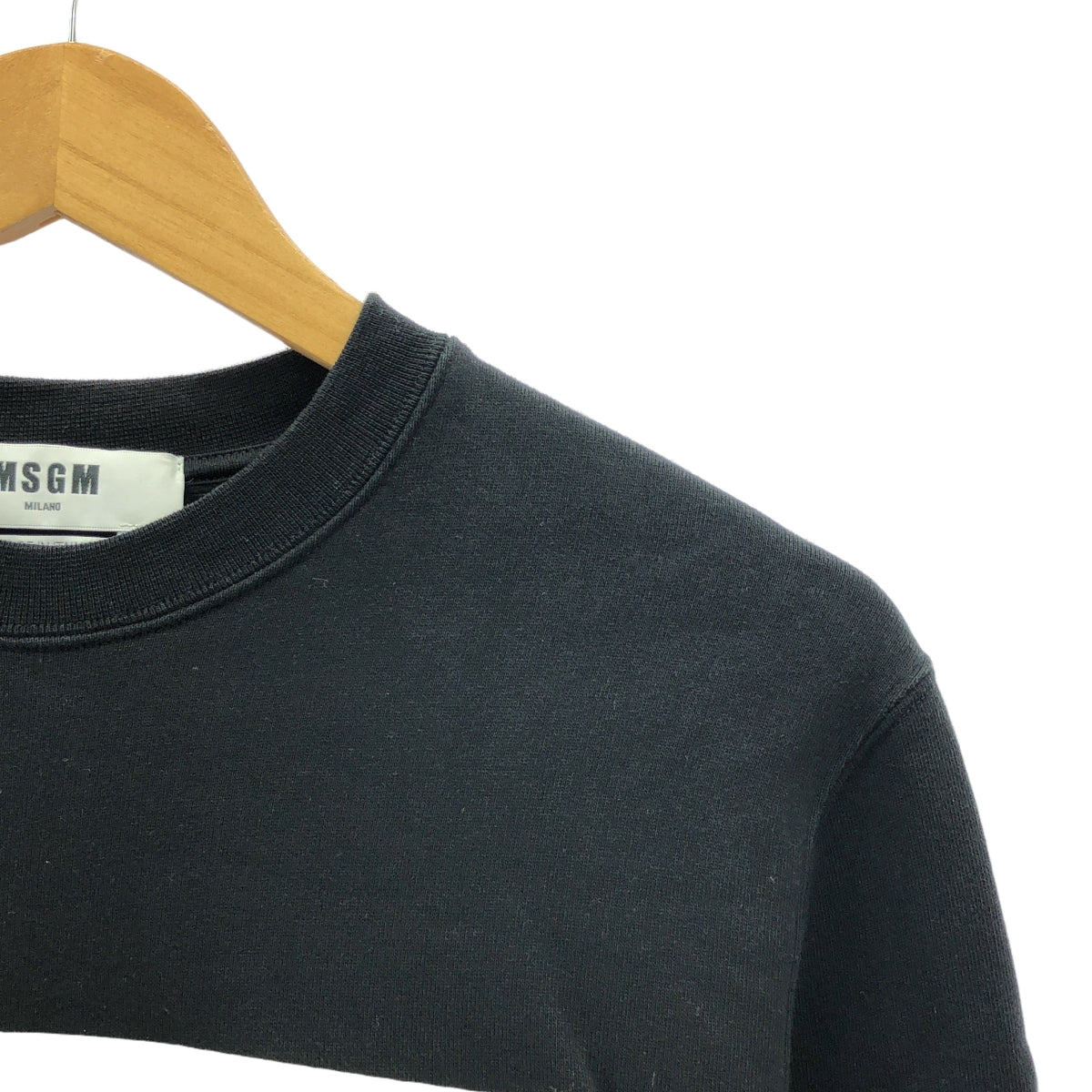 MSGM | 羊毛襯裡標誌印花圓領運動衫 | XS | 黑色/白色 | 女款