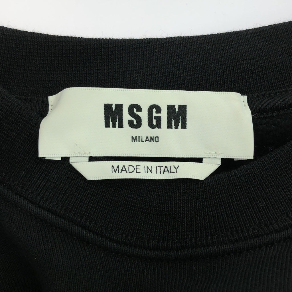 MSGM / エムエスジーエム | 裏起毛 ロゴプリント クルーネックトレーナー | XS | ブラック/ホワイト | レディース