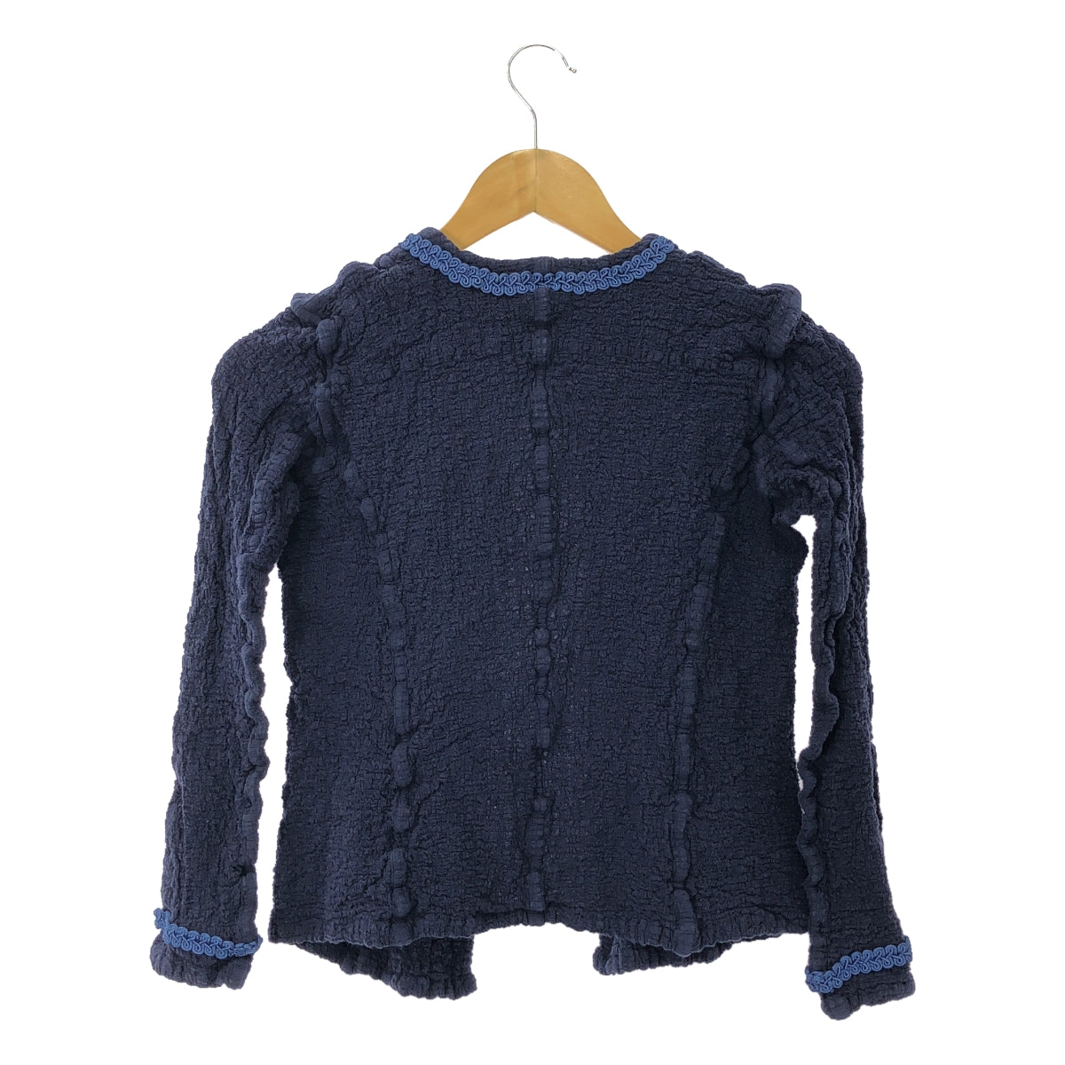 me ISSEY MIYAKE | Wrinkled cauliflower collarless jacket | Navy | Women's