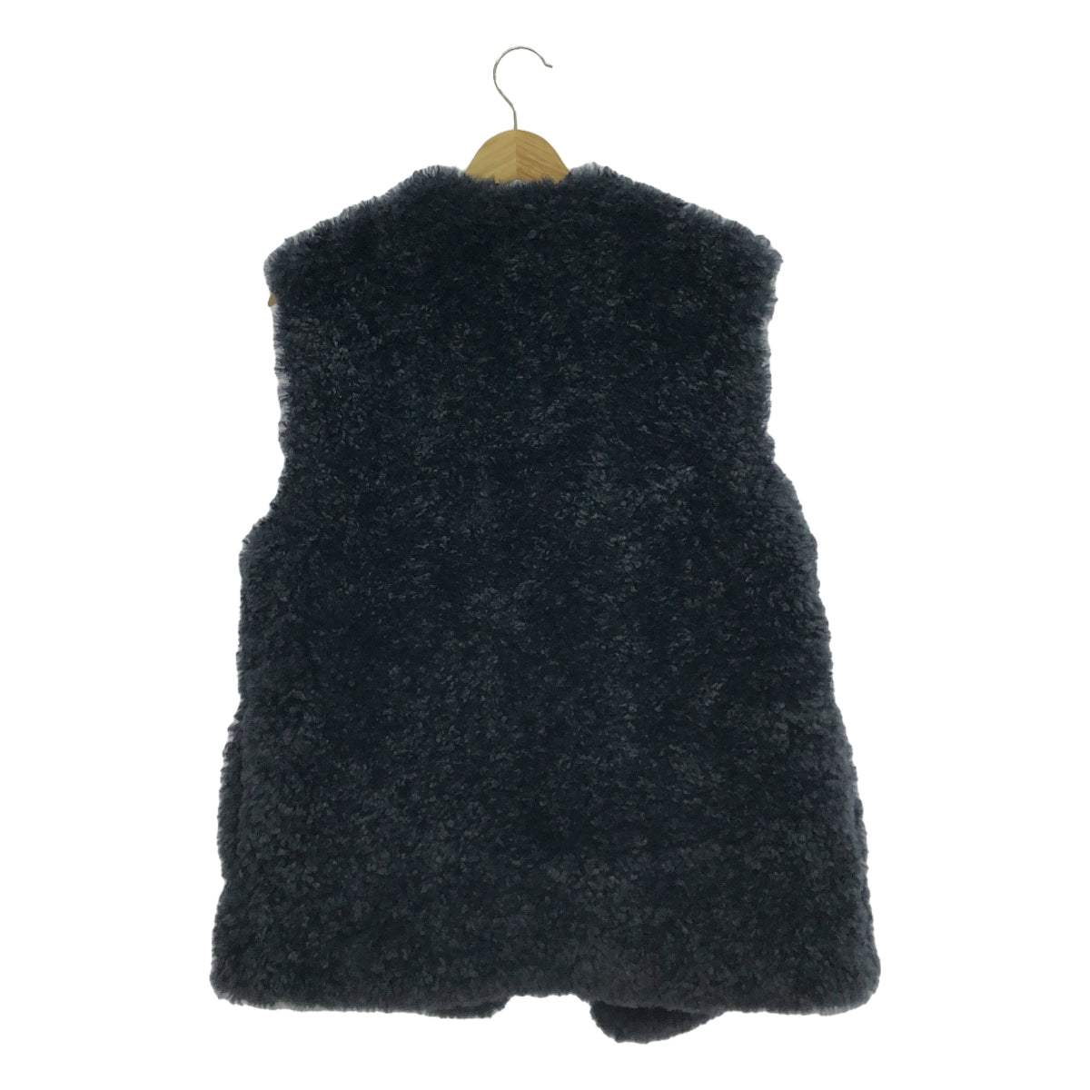 [Good Condition] MUVEIL | Miyako Wasure Embroidery Fur Vest | Size 38 | Navy | Women's