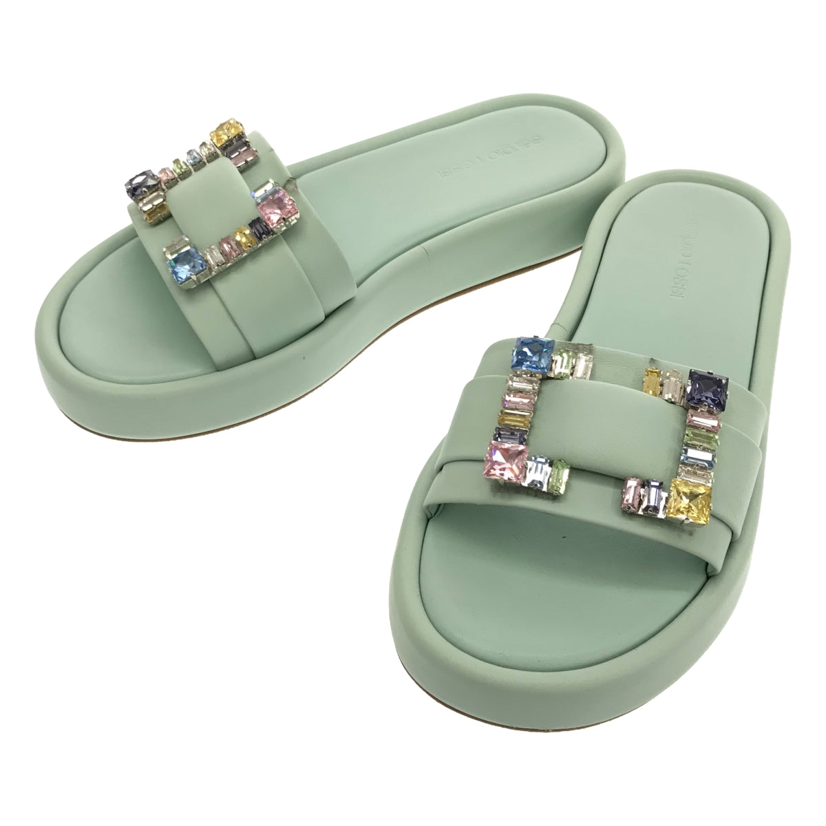 sergio rossi / Sergio Rossi | SR JELLY Jewel Flat Sandals | 38 | AGAVE / Green | Women's