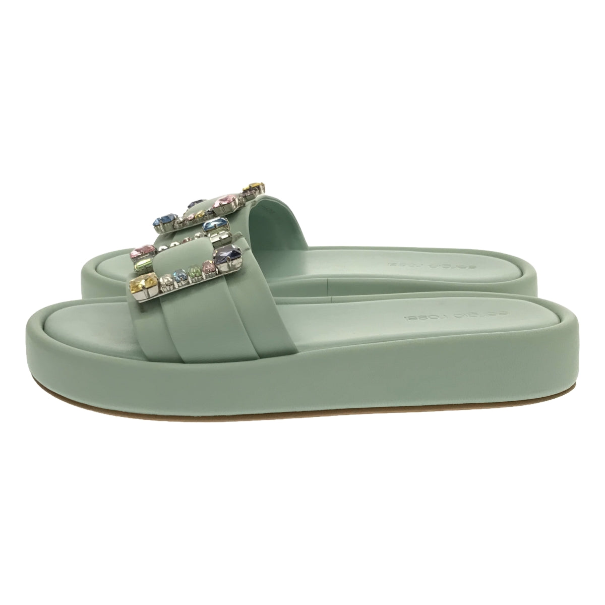 sergio rossi / Sergio Rossi | SR JELLY Jewel Flat Sandals | 38 | AGAVE / Green | Women's