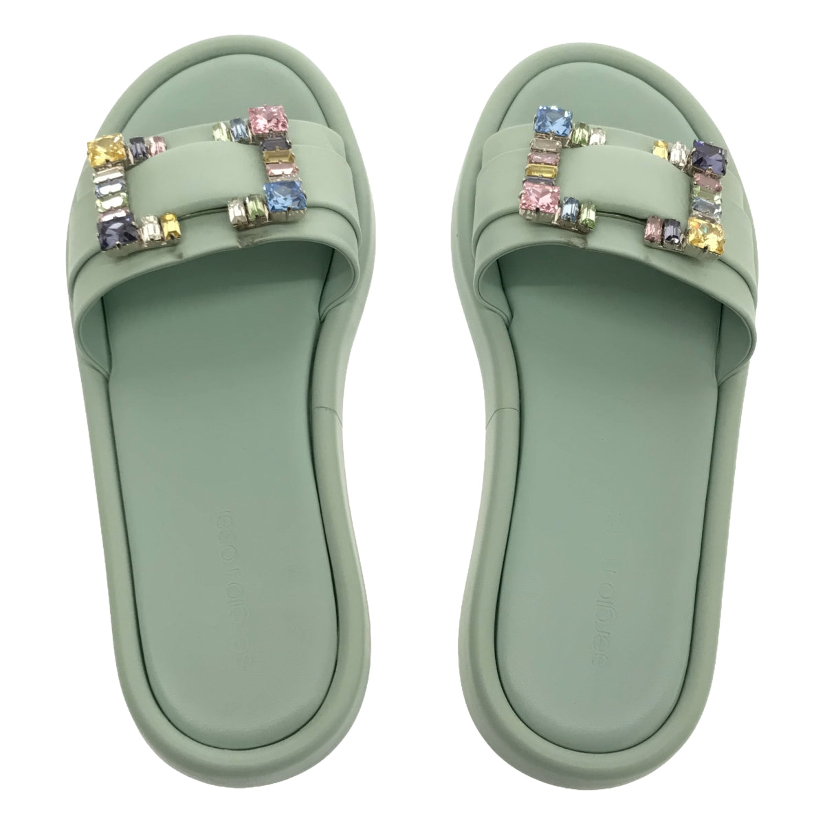 sergio rossi / Sergio Rossi | SR JELLY Jewel Flat Sandals | 38 | AGAVE / Green | Women's