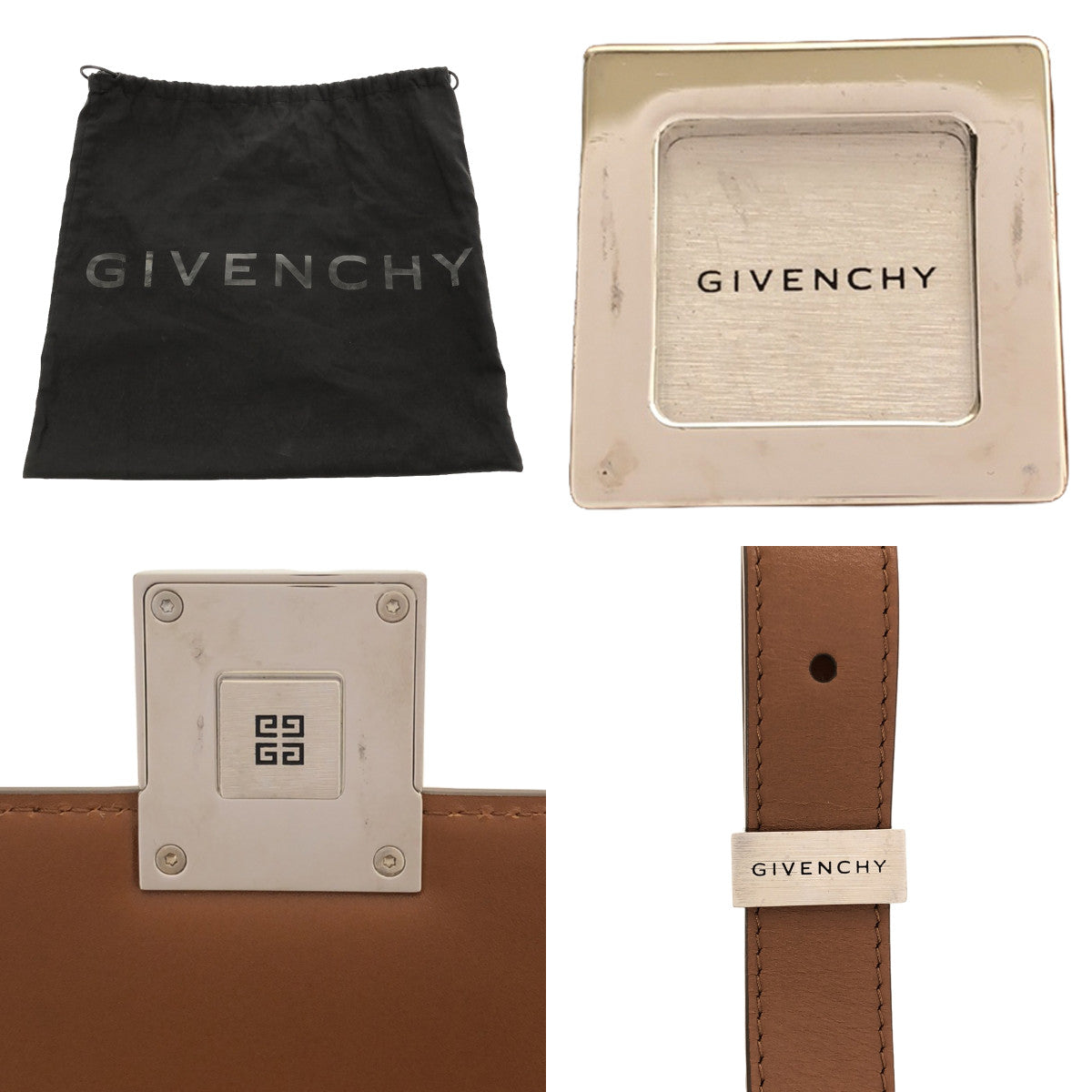 【미품】 GIVENCHY / 지방시 | 4g Crossbody Bag / 2way 숄더 포함 가죽 크로스바디 클러치 핸드백 | 브라운 | 여성