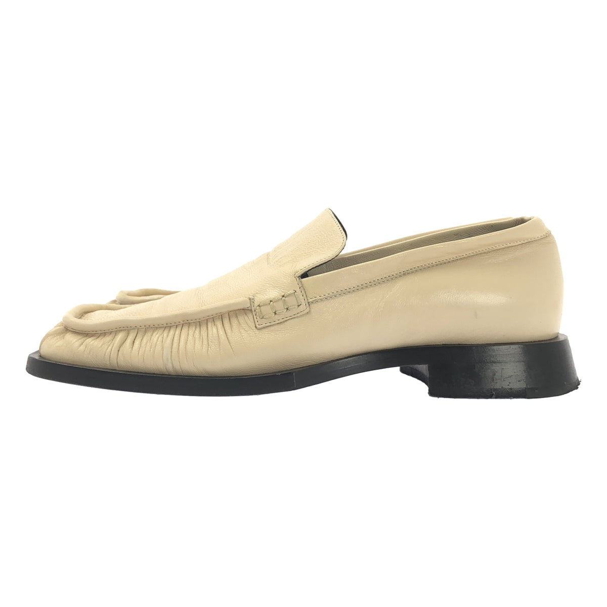 JIL SANDER / ジルサンダー | レザー スクエアトゥ ギャザー ローファー | 37 | レディース
