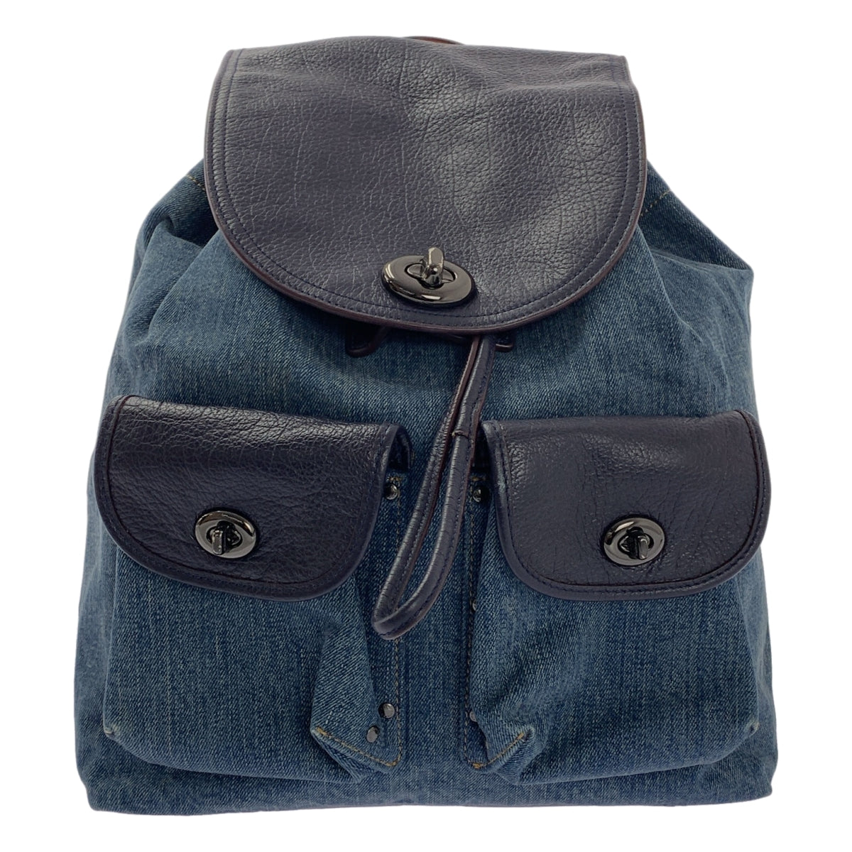 COACH / 코치 | 데님 가죽 배낭 배낭 |