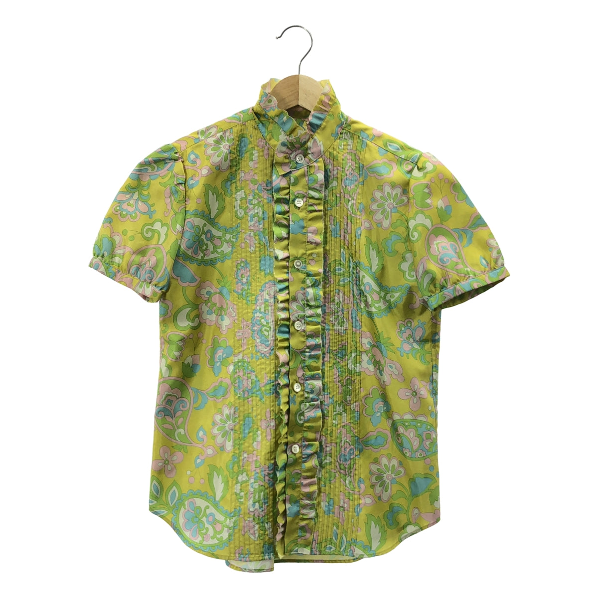 JUNYA WATANABE MAN PINK / ジュンヤワタナベマンピンク | 2005SS | 総柄 カットオフ パフスリーブシャツ | S | マルチカラー | レディース