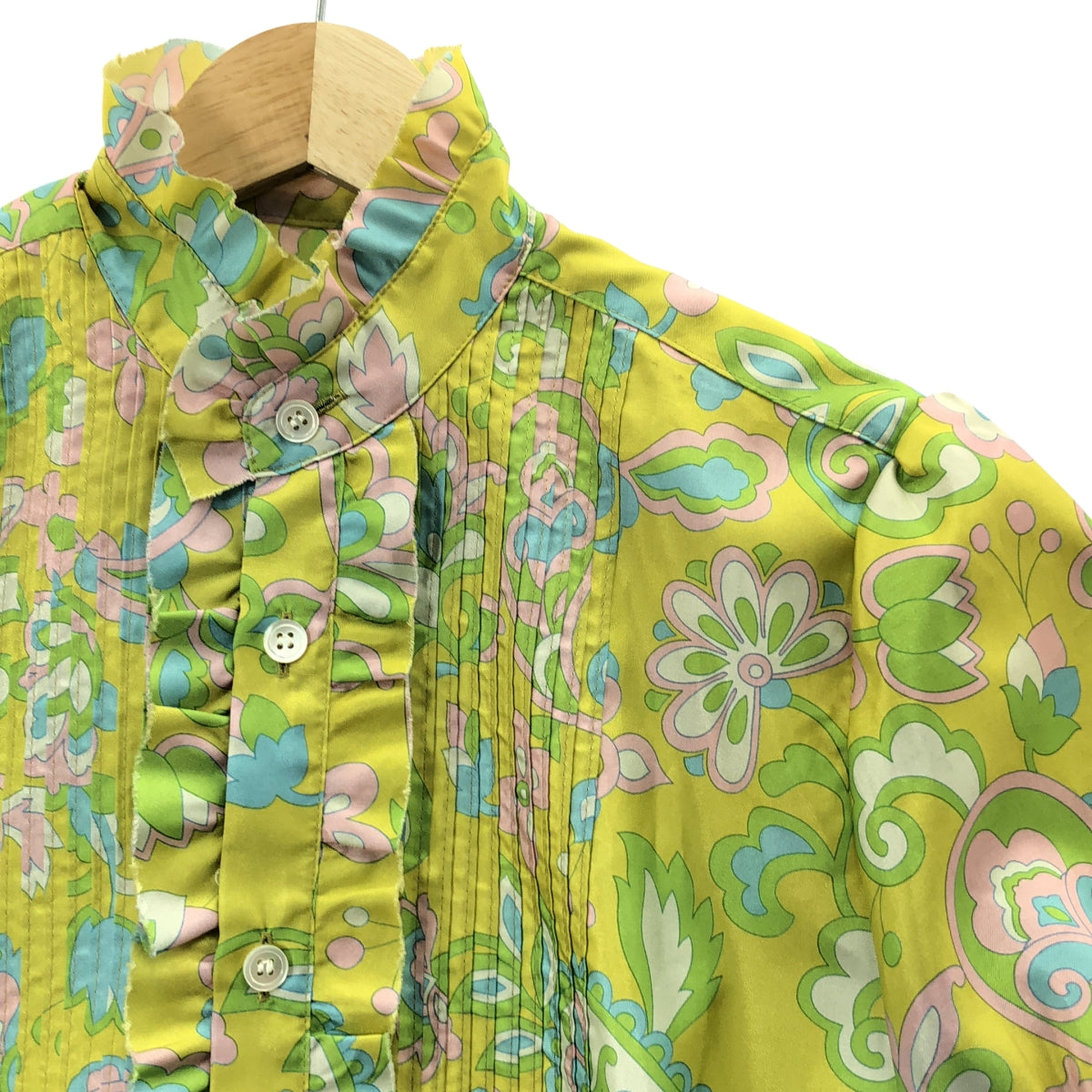 JUNYA WATANABE MAN PINK / ジュンヤワタナベマンピンク | 2005SS | 総柄 カットオフ パフスリーブシャツ | S | マルチカラー | レディース