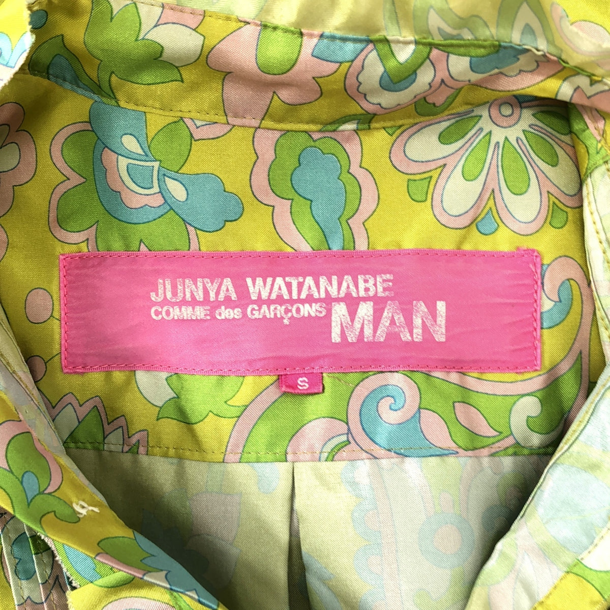 JUNYA WATANABE MAN PINK / ジュンヤワタナベマンピンク | 2005SS | 総柄 カットオフ パフスリーブシャツ | S | マルチカラー | レディース