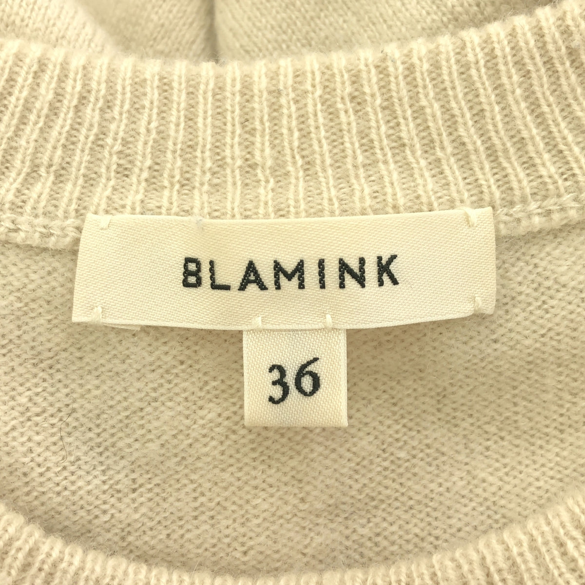 BLAMINK / ブラミンク | カシミヤ100 12G リブ フリンジニット | 36 | ベージュ | レディース