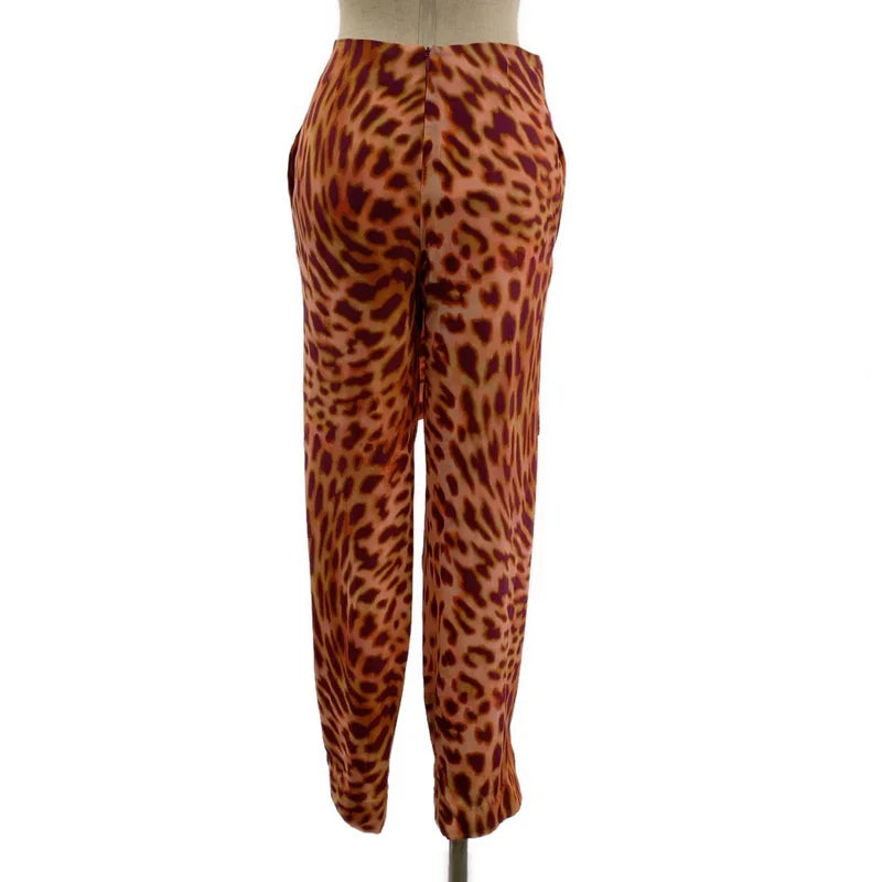 【美品】  STELLA McCARTNEY / ステラマッカートニー | silk 100％ / シルク 総柄 バックジップ パンツ | 36 | ピンク系 | レディース