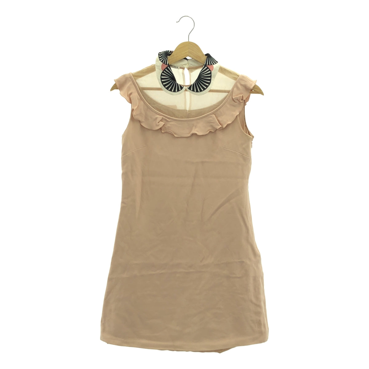 miu miu / ミュウミュウ | ラウンドカラー ビスコース ノースリーブ ワンピース | 36 | レディース