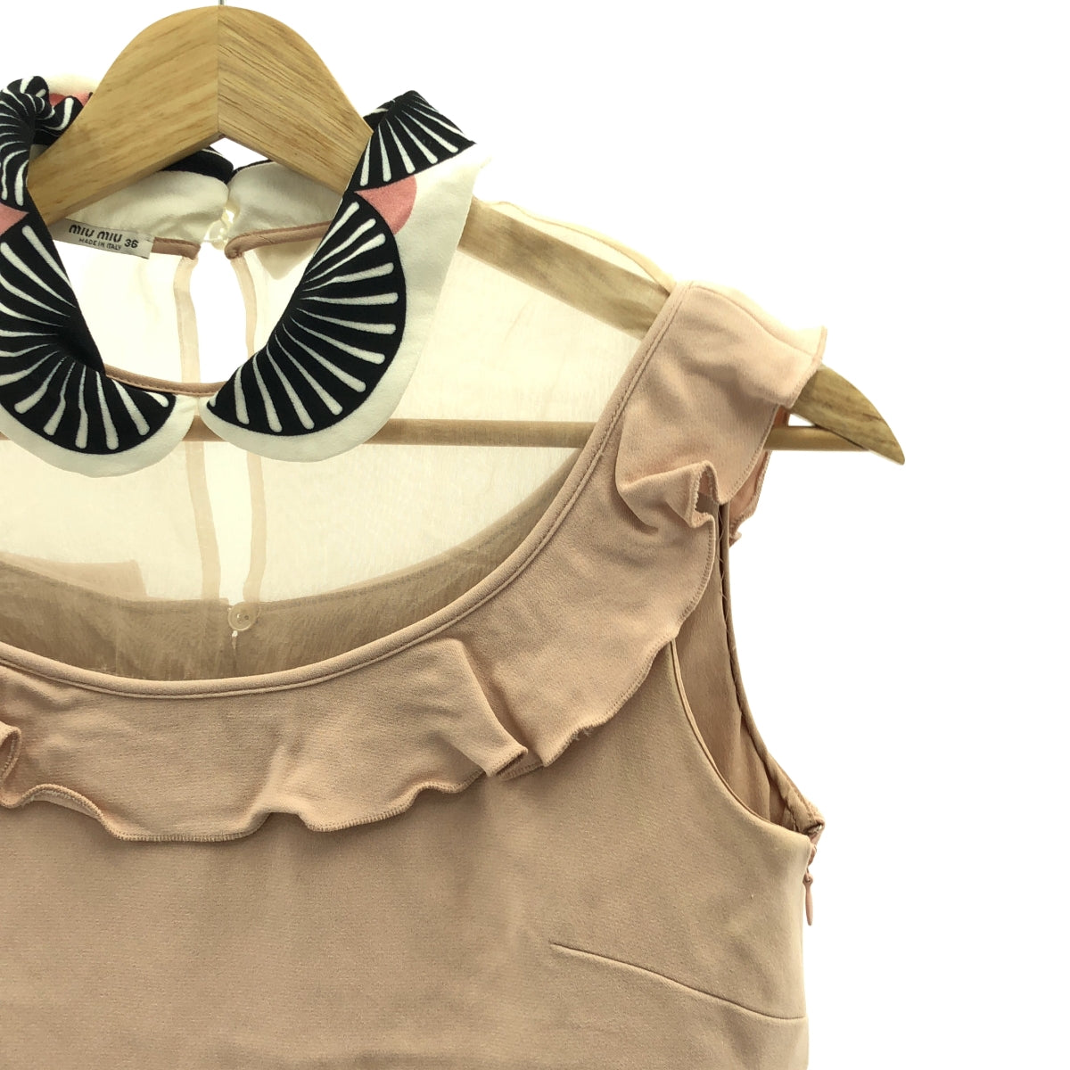 miu miu / ミュウミュウ | ラウンドカラー ビスコース ノースリーブ ワンピース | 36 | レディース