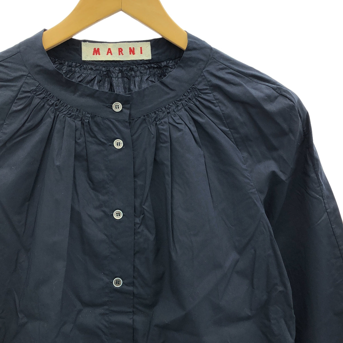 MARNI / マルニ | コットン ギャザー シャツ ブラウス | 42 | ダークネイビー | レディース MARNI / マルニ | コットン ギャザー シャツ ブラウス | 42