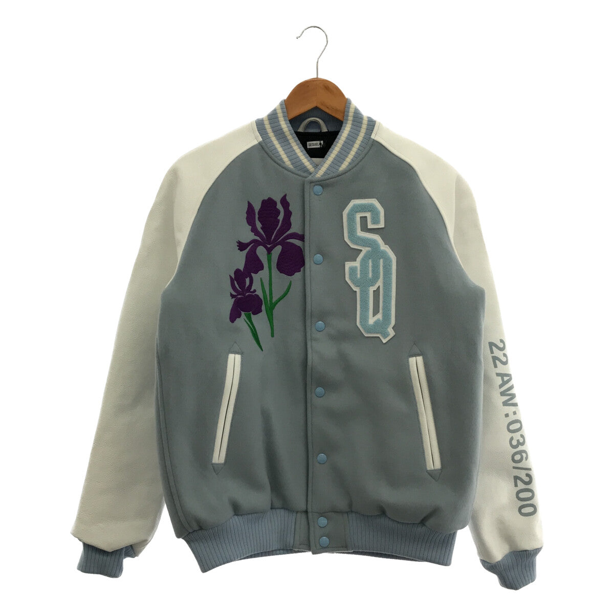 【新品】  SEQUEL / シークエル | 2022AW VARSITY JACKET レザー 切替 スタジャン アワードジャケット ブルゾン | S | SAXE BLUE | メンズ