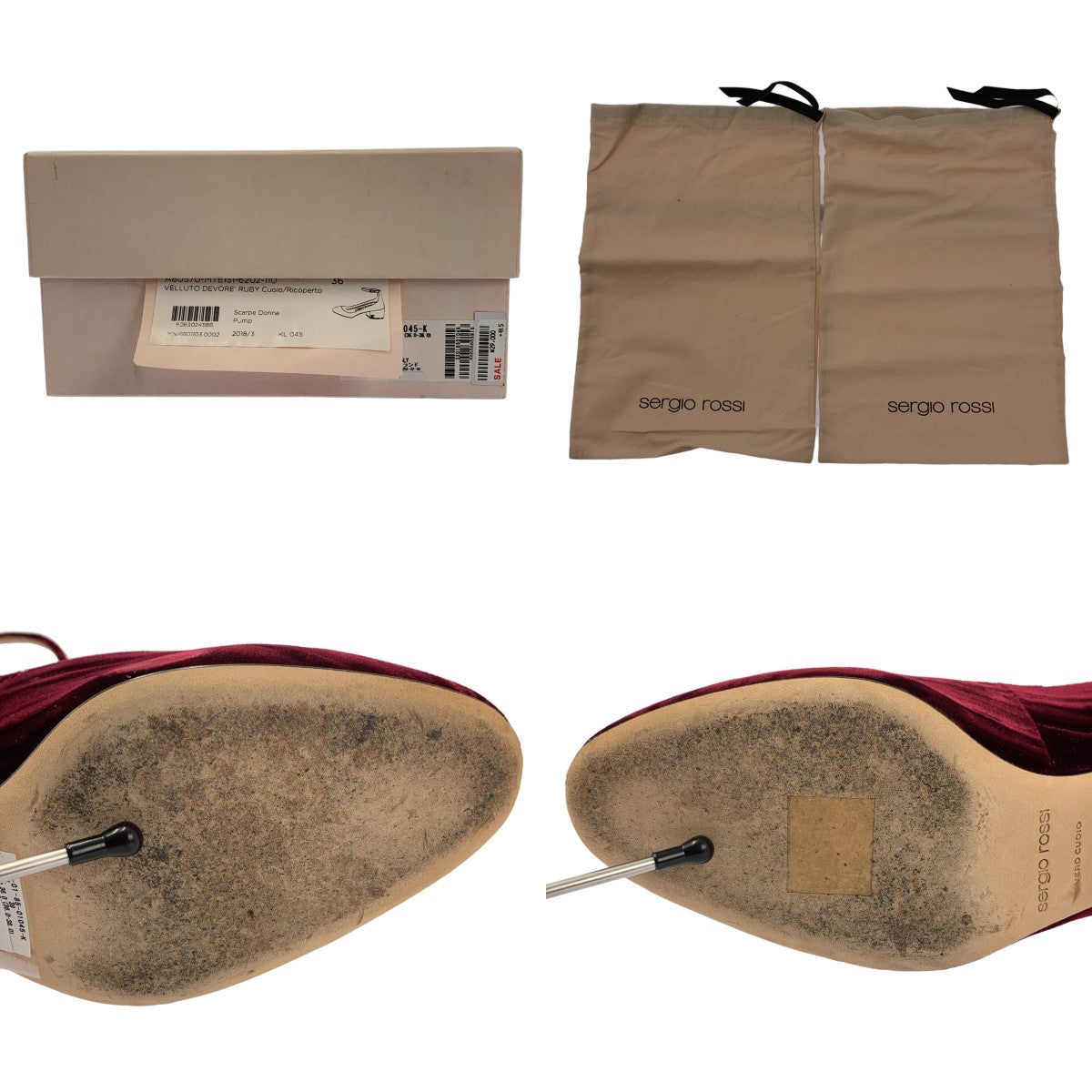 sergio rossi / 塞爾吉奧羅西 | 踝帶天鵝絨高跟鞋 | 36 | 酒紅色 | 女款