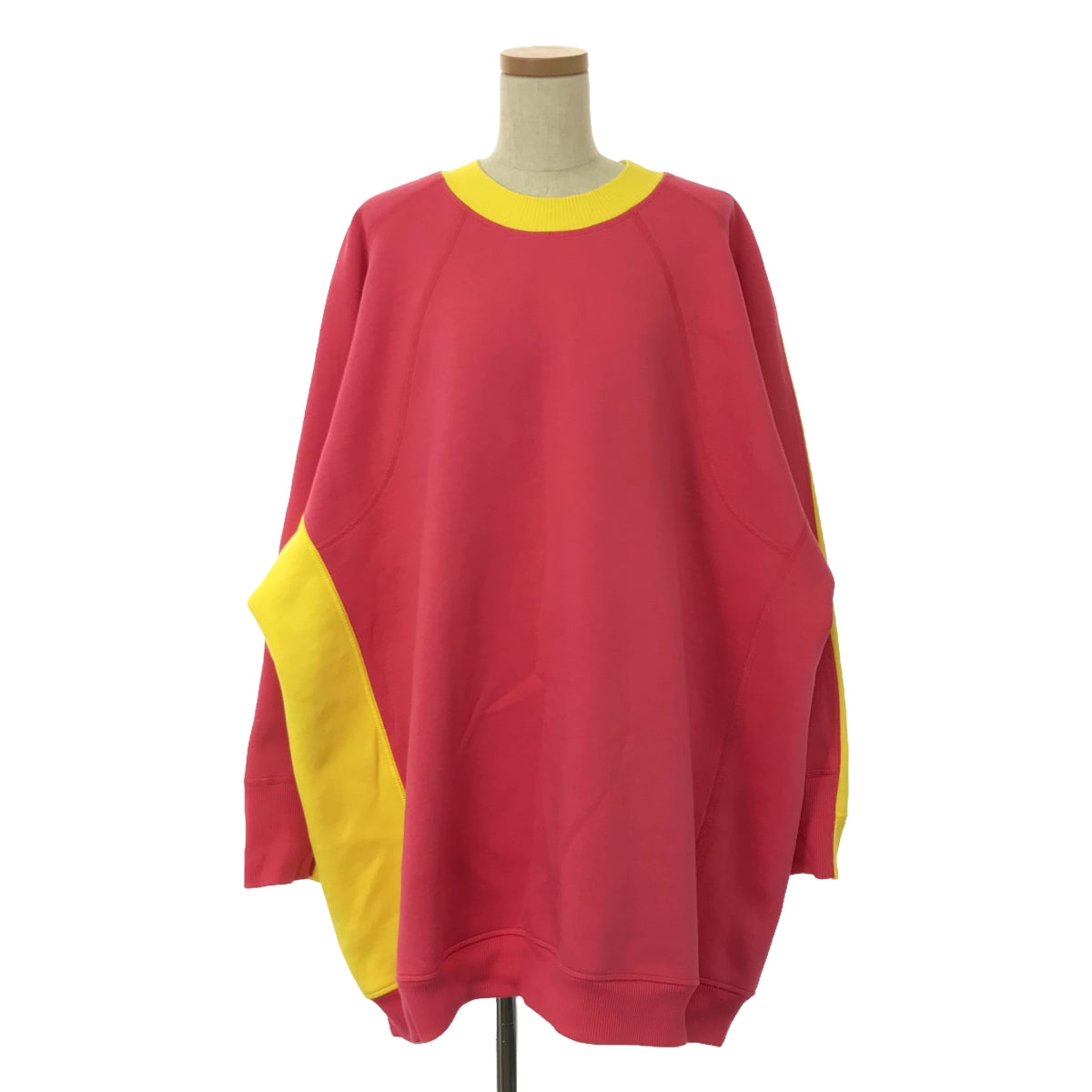 [Good Condition] CELINE | 2018AW | Phoebe Bicolor Oversized Crewneck Sweatshirt | S | Pink/Yellow | Women's