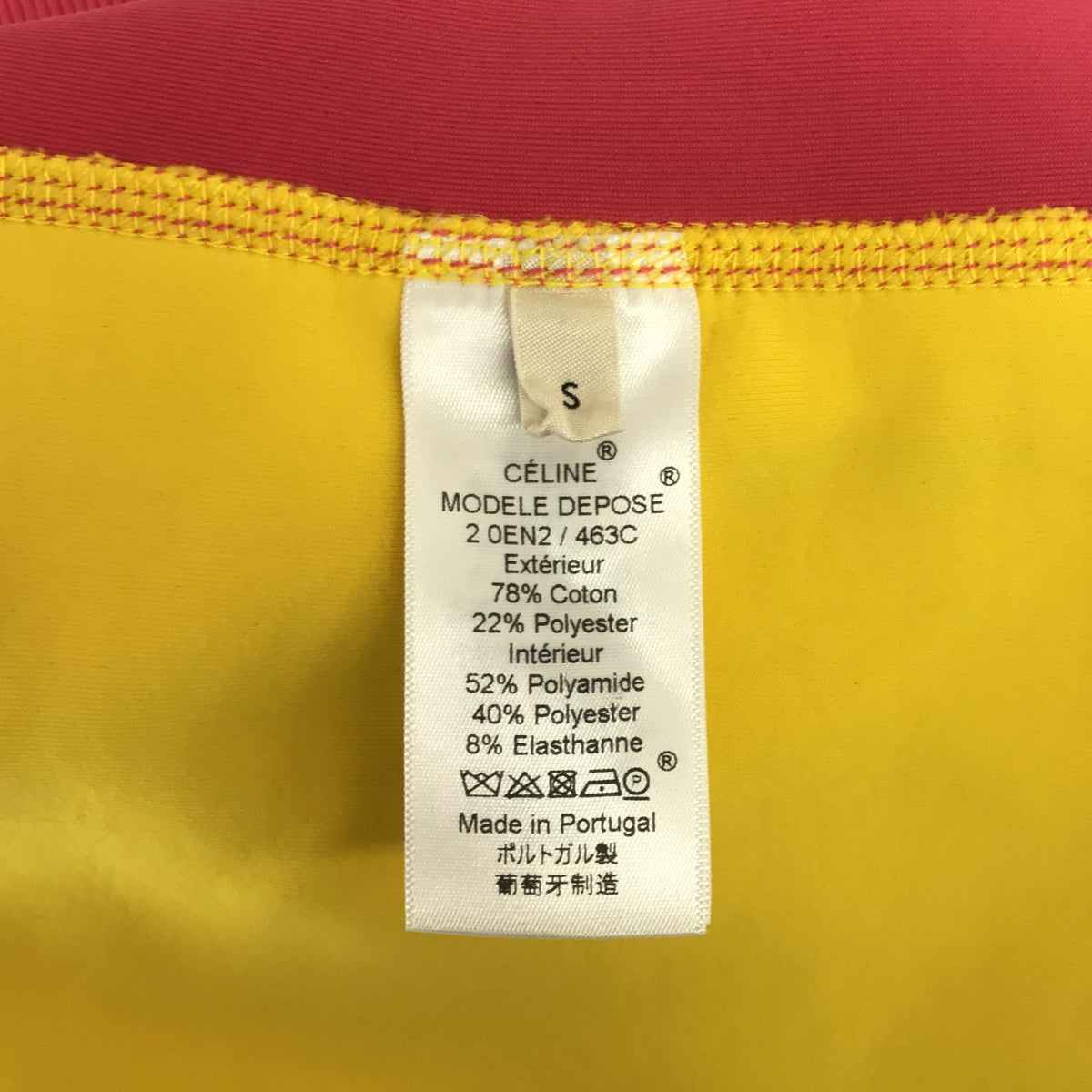 [Good Condition] CELINE | 2018AW | Phoebe Bicolor Oversized Crewneck Sweatshirt | S | Pink/Yellow | Women's