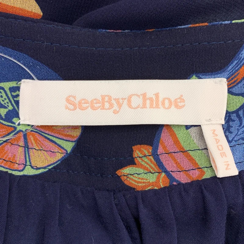 SEE BY CHLOE / シーバイクロエ | ビスコース 総柄 ギャザー ボリューム ワンピース / 裏地付き | 38 | レディース