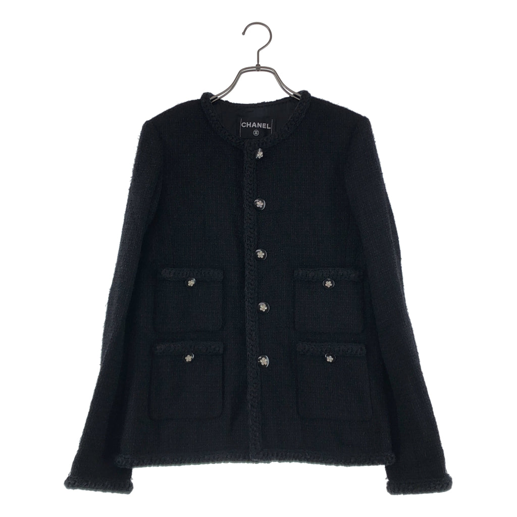 CHANEL / 샤넬 | 2023AW | 카멜리아 버튼 울 트위드 노 컬러 재킷 | 34 | 여성