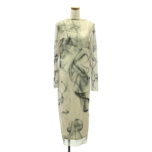 AMERI | CURL OF SMOKE SHEER DRESS | Smoke Print Sheer Dress | S | Gray | Women's