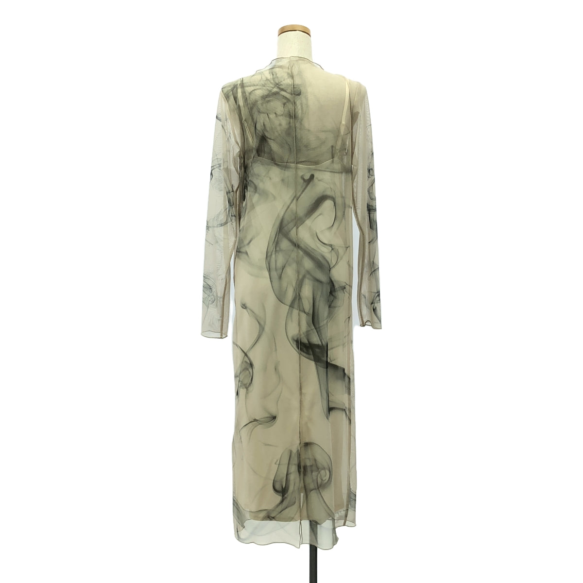 AMERI | CURL OF SMOKE SHEER DRESS | Smoke Print Sheer Dress | S | Gray | Women's