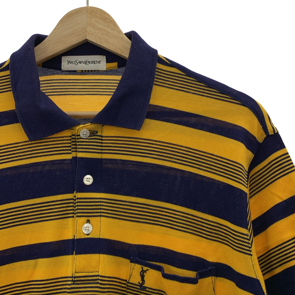 YVES SAINT LAURENT / 이브산 로랑 | 테두리 로고 버튼 폴로 셔츠 | LA | 남성