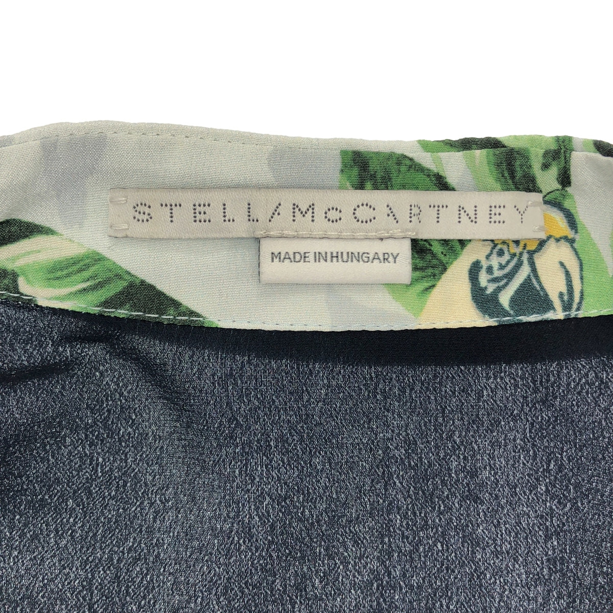 STELLA McCARTNEY / ステラマッカートニー | シルク ボタニカル バードプリント スイッチングシャツ | 36 | グレー / ネイビー | レディース