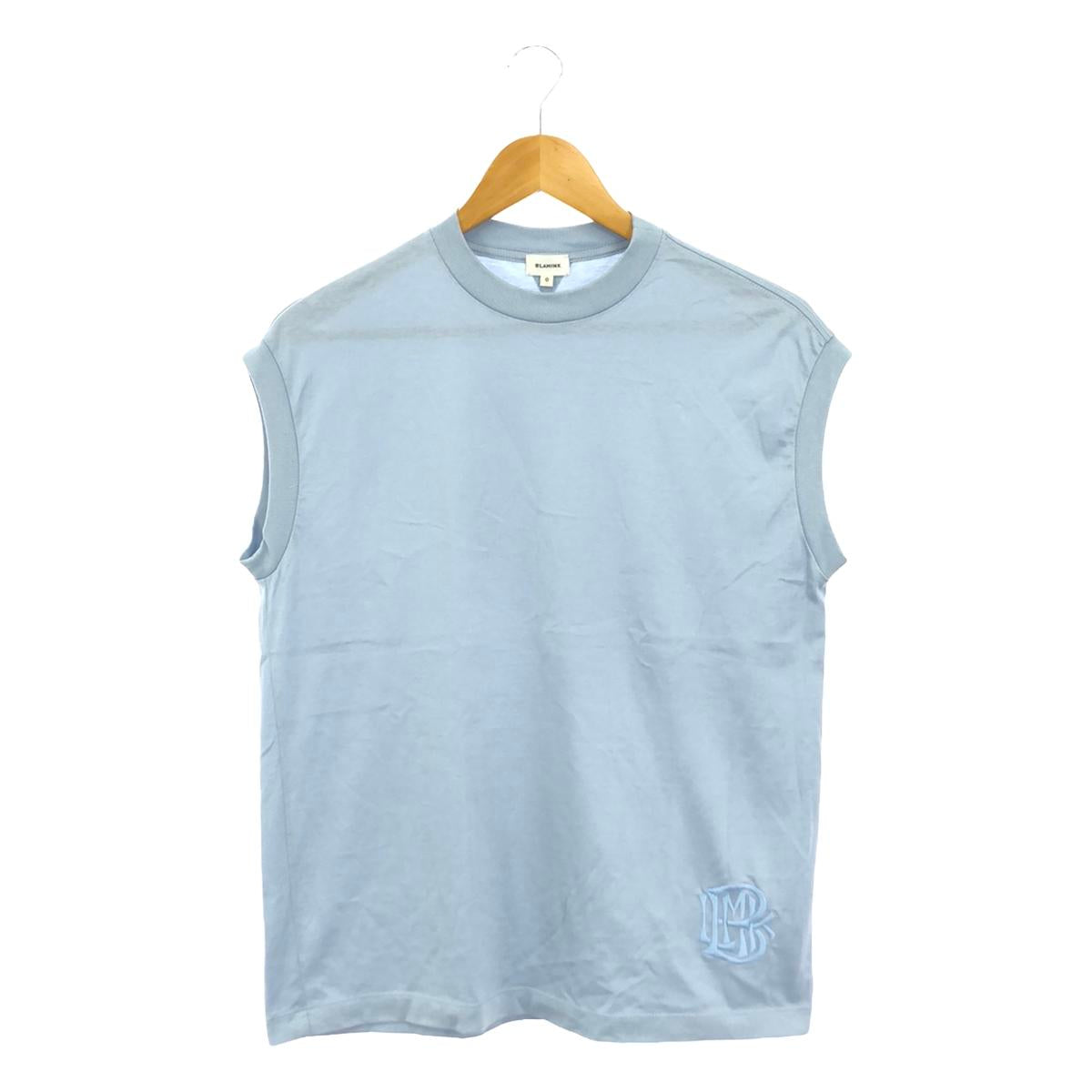 [Good Condition] BLAMINK | Cotton Logo Embroidered Crew Neck Sleeveless T-Shirt | 0 | Light Blue | Women's