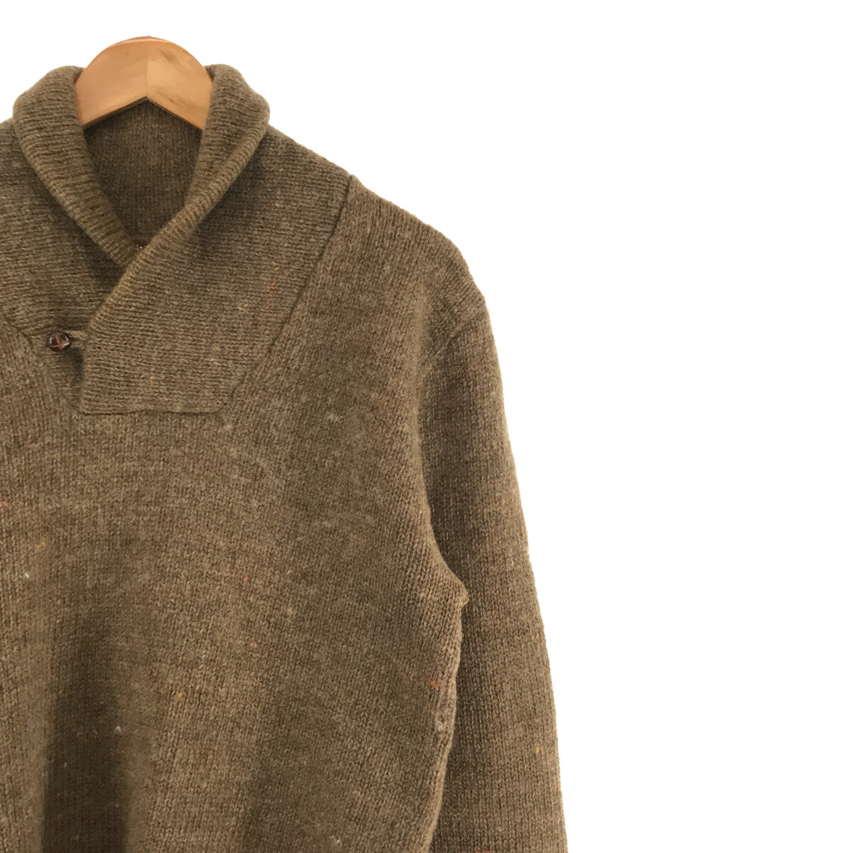 VINTAGE / Vintage clothing | 1990s | 90s wool napped mid-gauge shawl collar covered button pullover knit sweater | Brown | Men's