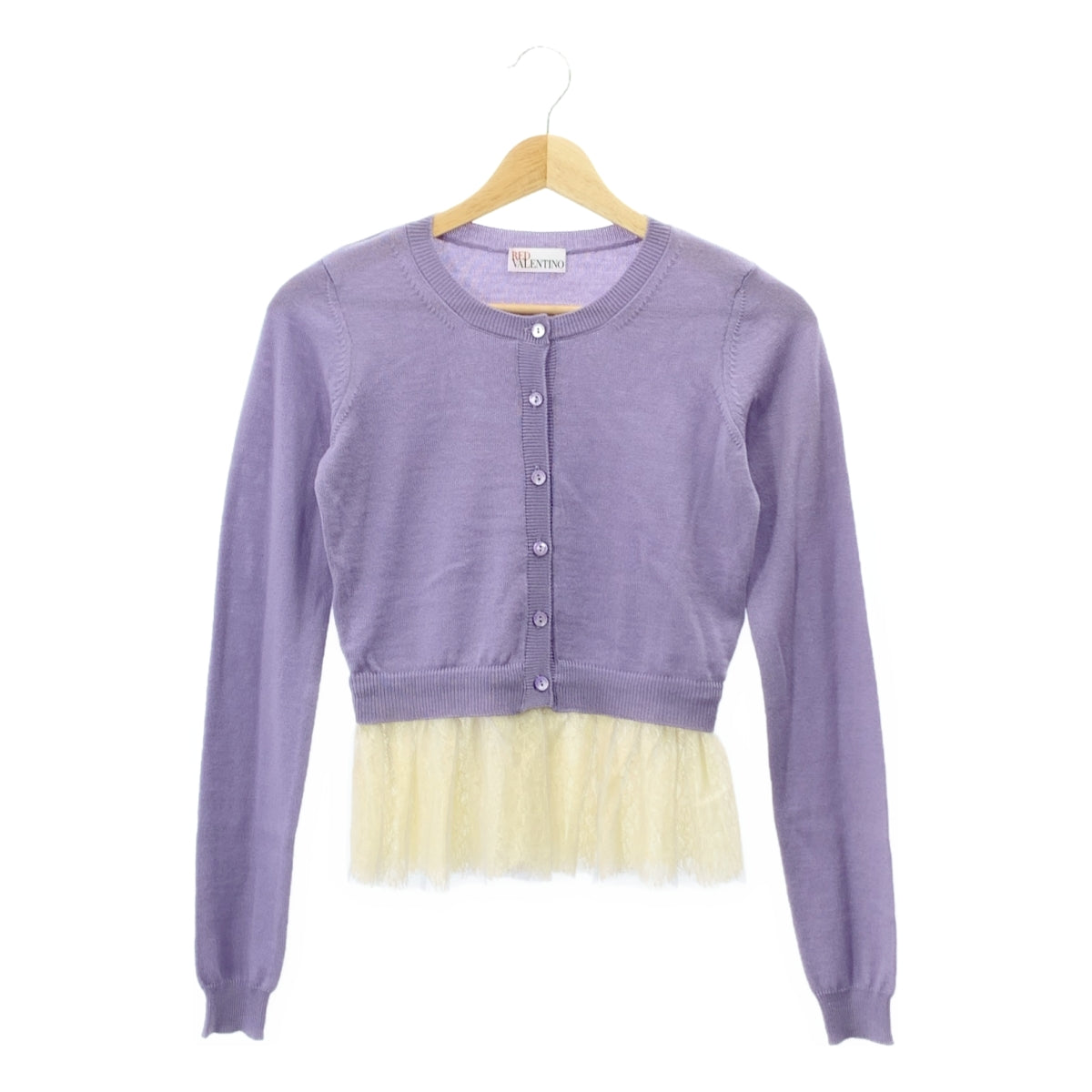 RED VALENTINO | 羊毛多層薄紗對接開襟衫 | XS | 紫色/黃色 | 女款