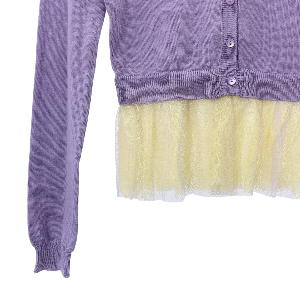 RED VALENTINO | 羊毛多層薄紗對接開襟衫 | XS | 紫色/黃色 | 女款