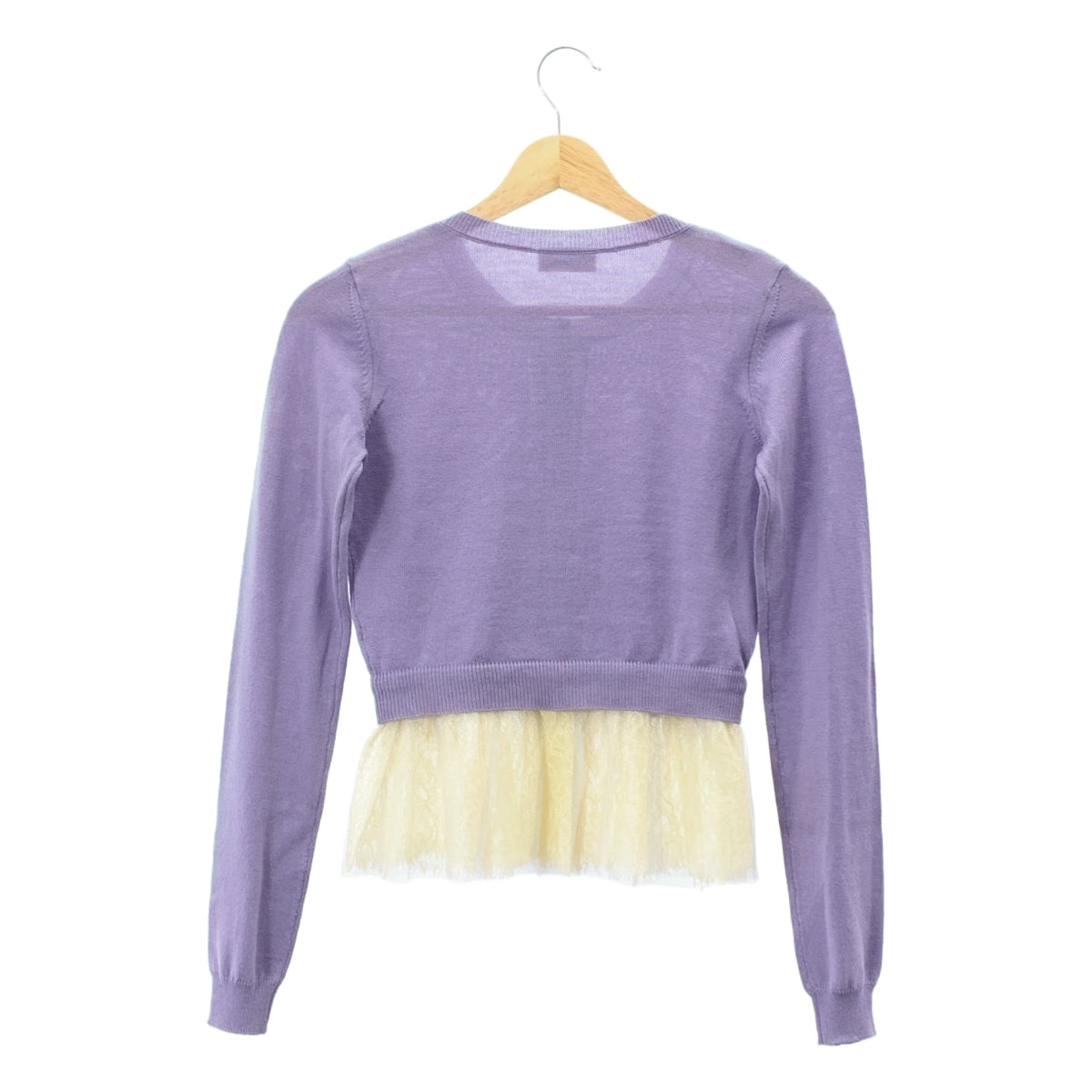 RED VALENTINO | 羊毛多層薄紗對接開襟衫 | XS | 紫色/黃色 | 女款