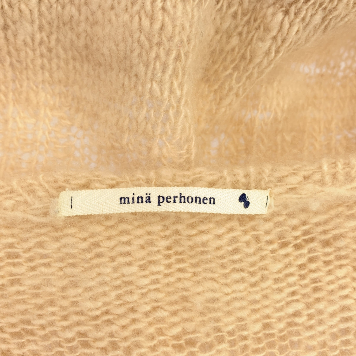 mina perhonen | 蓬鬆低針流蘇針織長版開襟衫 | 米色 | 女款