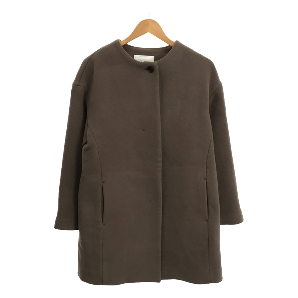 SLOBE IENA / スローブイエナ | 2023AW | ウールダブルモッサ ノーカラーショートコート | 38 | ブラウン | レディース